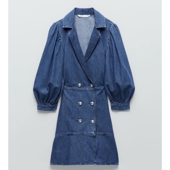 Zara double breasted denim dress - Picture 2 of 7